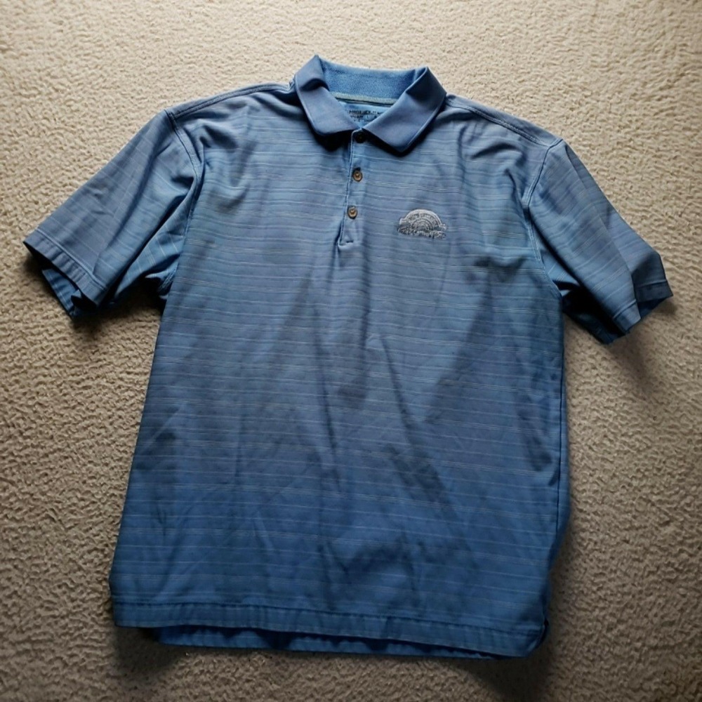 Nike Golf NikeFIT Dry Polo Shirt Mens L Blue Stripe Short Sleeve Golf Top